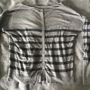 gray and black stripped sweater
